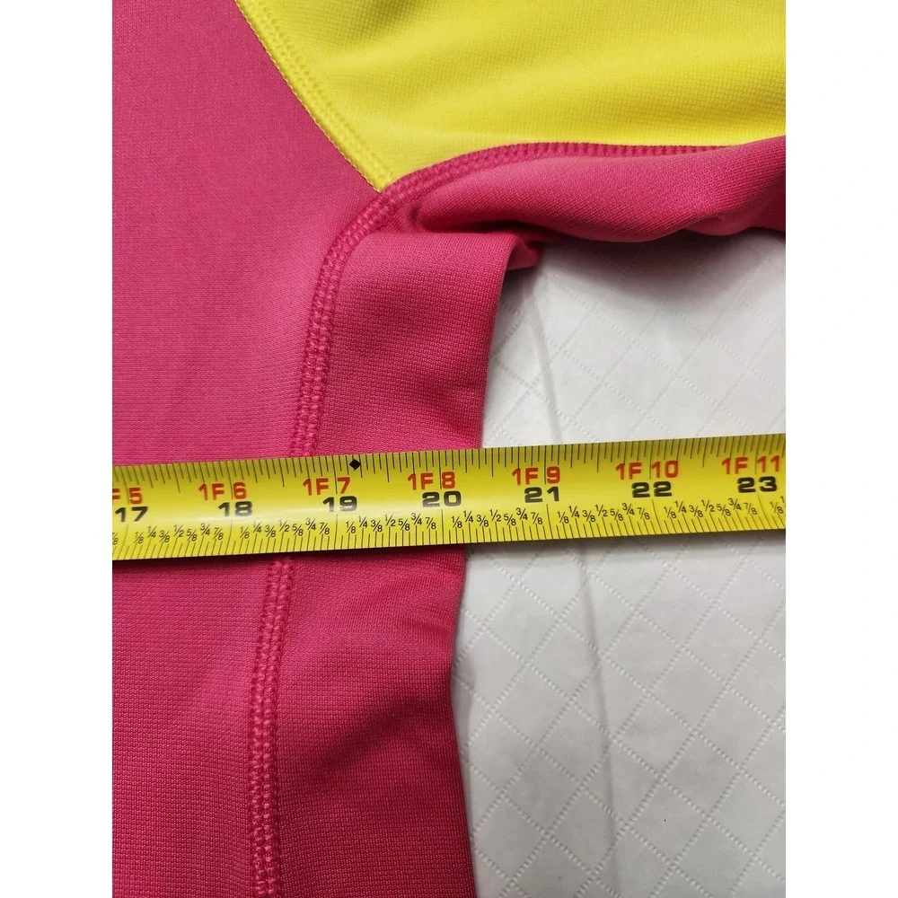 Nike Therma-FIT Hoodie Womens Large Pink Yellow Just Do‎ It Pullover Sweatshirt